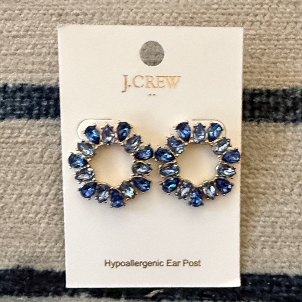 J. Crew Factory Sapphire Blue Circle Earrings